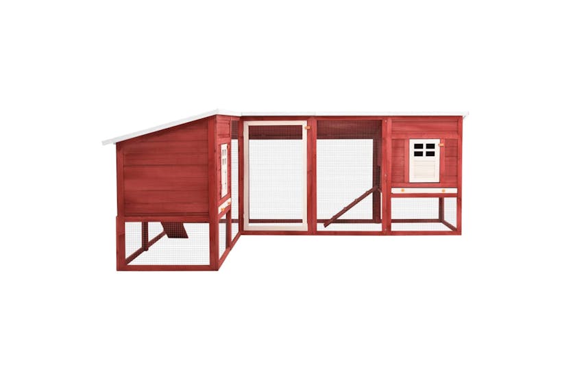 vidaXL 170875 Outdoor Rabbit Hutch With Run Red And White Solid Fir Wood vidaXL 170875 Outdoor Rabbit Hutch With Run Red And White Solid Fir Wood