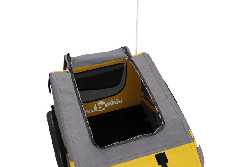vidaXL 93882 Pet Bike Trailer Yellow And Grey Oxford Fabric And Iron vidaXL 93882 Pet Bike Trailer Yellow And Grey Oxford Fabric And Iron