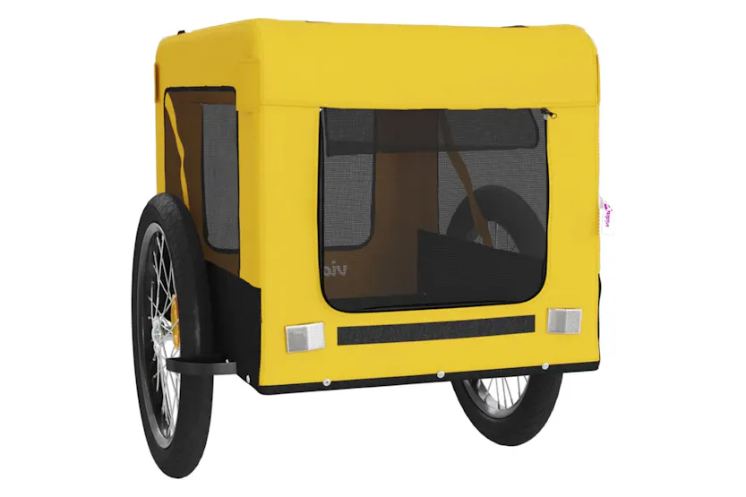 vidaXL 93924 Pet Bike Trailer Yellow And Black Oxford Fabric&iron vidaXL 93924 Pet Bike Trailer Yellow And Black Oxford Fabric&iron