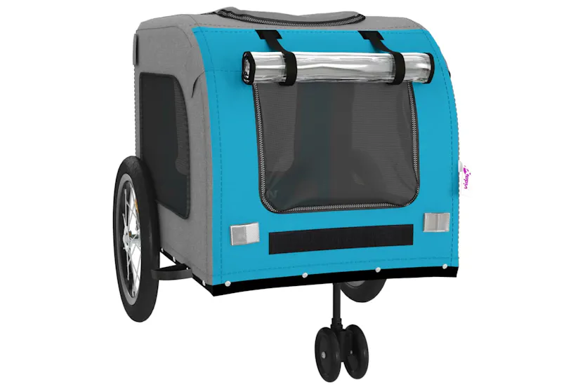 vidaXL 93855 Pet Bike Trailer Blue And Grey Oxford Fabric And Iron vidaXL 93855 Pet Bike Trailer Blue And Grey Oxford Fabric And Iron