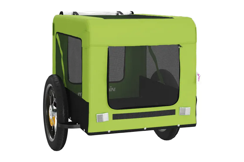 vidaXL 93913 Pet Bike Trailer Green And Black Oxford Fabric And Iron vidaXL 93913 Pet Bike Trailer Green And Black Oxford Fabric And Iron