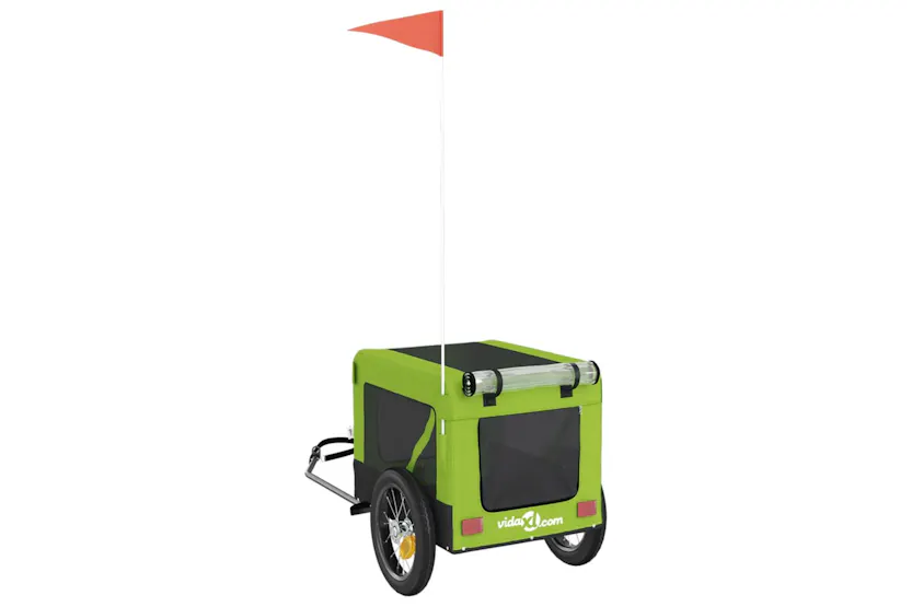 vidaXL 93913 Pet Bike Trailer Green And Black Oxford Fabric And Iron vidaXL 93913 Pet Bike Trailer Green And Black Oxford Fabric And Iron