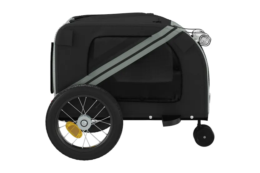 vidaXL 93888 Pet Bike Trailer Grey And Black Oxford Fabric And Iron vidaXL 93888 Pet Bike Trailer Grey And Black Oxford Fabric And Iron
