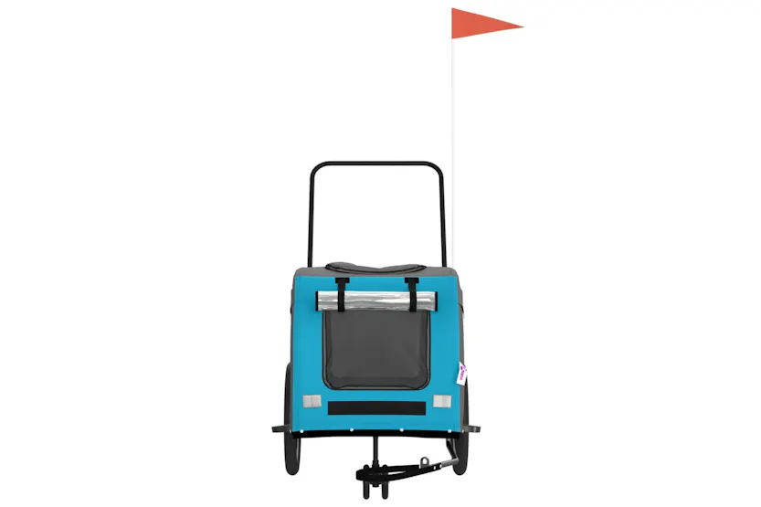 vidaXL 93855 Pet Bike Trailer Blue And Grey Oxford Fabric And Iron vidaXL 93855 Pet Bike Trailer Blue And Grey Oxford Fabric And Iron