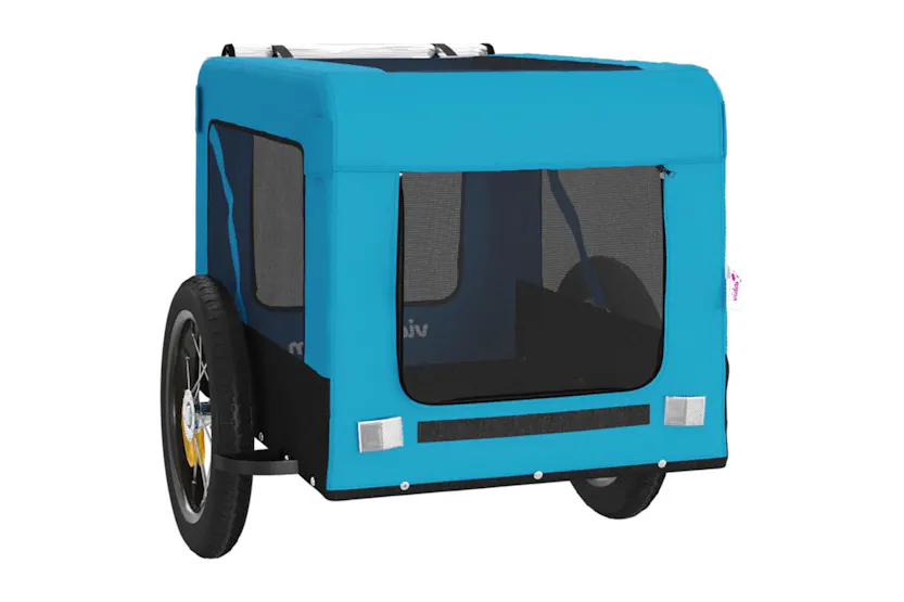 vidaXL 93911 Pet Bike Trailer Blue And Black Oxford Fabric&iron vidaXL 93911 Pet Bike Trailer Blue And Black Oxford Fabric&iron