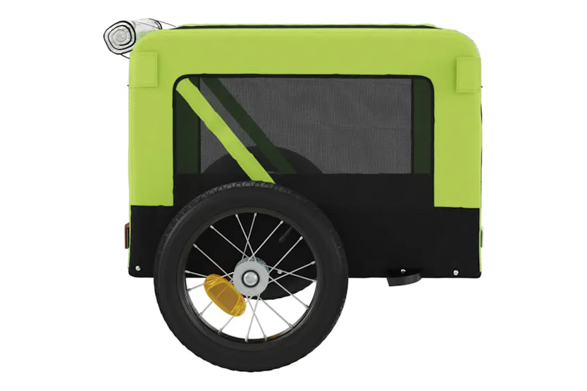 vidaXL 93913 Pet Bike Trailer Green And Black Oxford Fabric And Iron vidaXL 93913 Pet Bike Trailer Green And Black Oxford Fabric And Iron