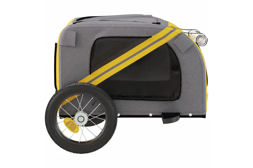 vidaXL 93868 Pet Bike Trailer Yellow And Grey Oxford Fabric And Iron vidaXL 93868 Pet Bike Trailer Yellow And Grey Oxford Fabric And Iron