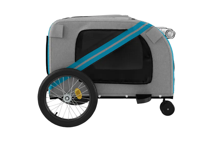 vidaXL 93904 Pet Bike Trailer Blue And Grey Oxford Fabric And Iron vidaXL 93904 Pet Bike Trailer Blue And Grey Oxford Fabric And Iron