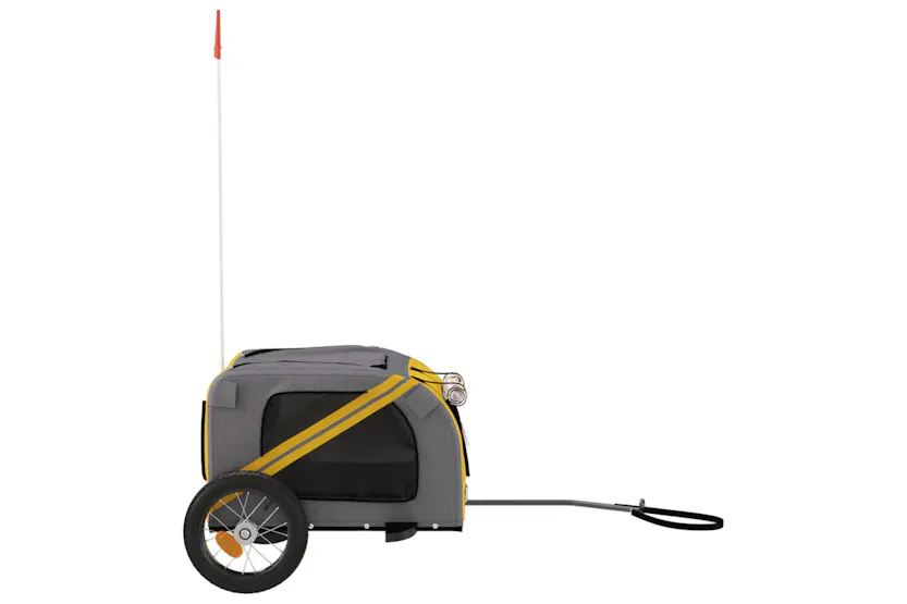 vidaXL 93868 Pet Bike Trailer Yellow And Grey Oxford Fabric And Iron vidaXL 93868 Pet Bike Trailer Yellow And Grey Oxford Fabric And Iron