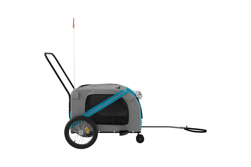 vidaXL 93904 Pet Bike Trailer Blue And Grey Oxford Fabric And Iron vidaXL 93904 Pet Bike Trailer Blue And Grey Oxford Fabric And Iron