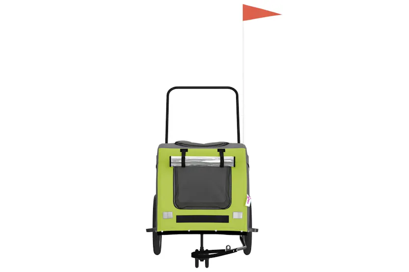 vidaXL 93857 Pet Bike Trailer Green And Grey Oxford Fabric And Iron vidaXL 93857 Pet Bike Trailer Green And Grey Oxford Fabric And Iron
