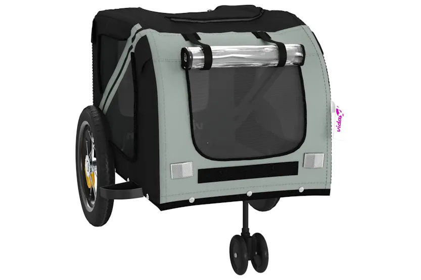 vidaXL 93888 Pet Bike Trailer Grey And Black Oxford Fabric And Iron vidaXL 93888 Pet Bike Trailer Grey And Black Oxford Fabric And Iron