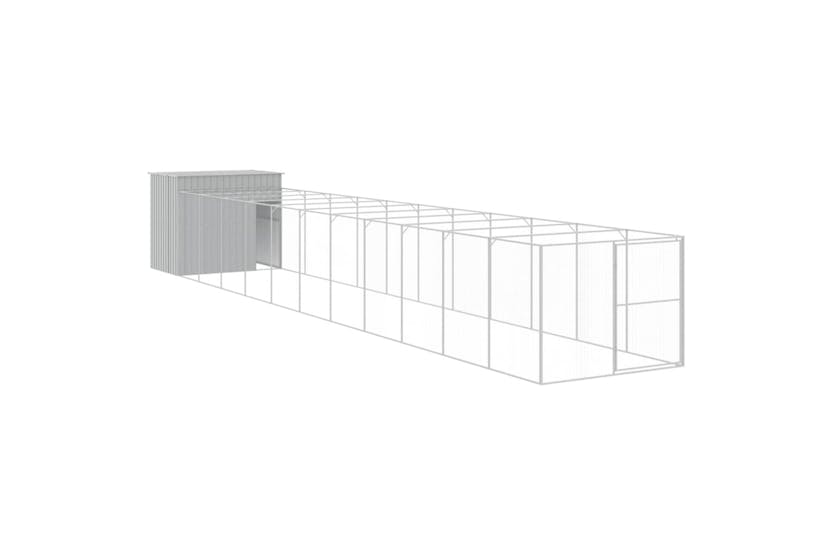 vidaXL 3189130 Dog House With Run Light Grey 214x1273x181cm Galvanised Steel vidaXL 3189130 Dog House With Run Light Grey 214x1273x181cm Galvanised Steel