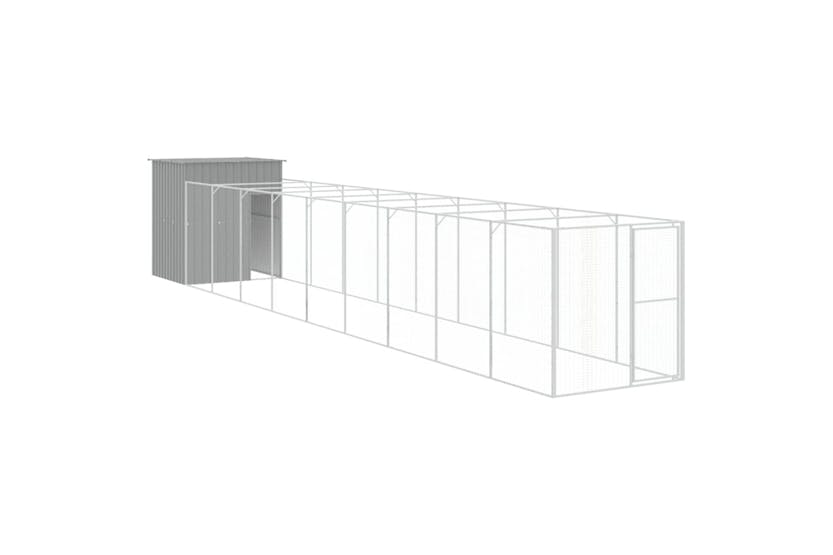 vidaXL 3189107 Dog House With Run Light Grey 165x1067x181cm Galvanised Steel vidaXL 3189107 Dog House With Run Light Grey 165x1067x181cm Galvanised Steel