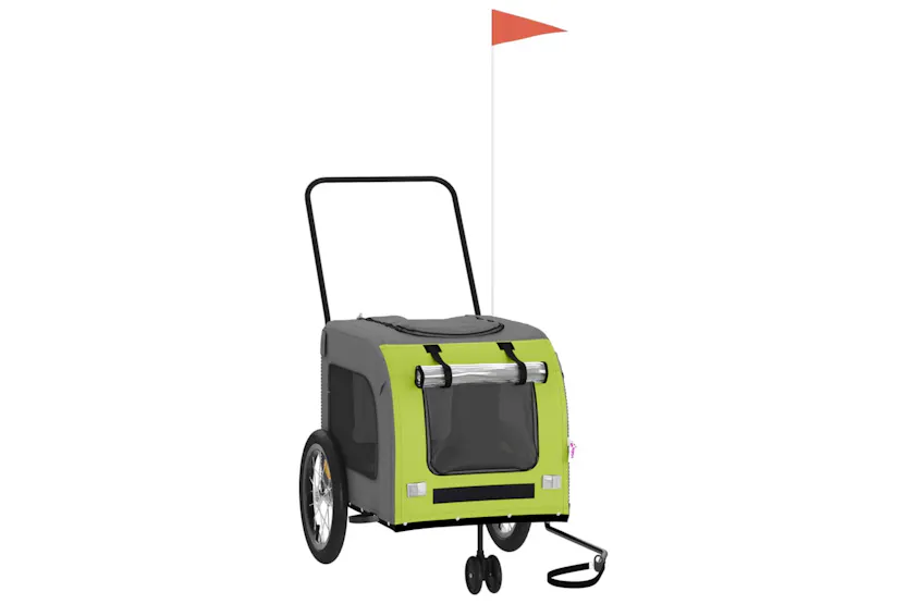 vidaXL 93857 Pet Bike Trailer Green And Grey Oxford Fabric And Iron vidaXL 93857 Pet Bike Trailer Green And Grey Oxford Fabric And Iron