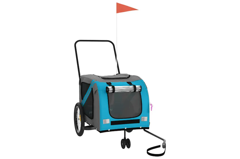 vidaXL 93904 Pet Bike Trailer Blue And Grey Oxford Fabric And Iron vidaXL 93904 Pet Bike Trailer Blue And Grey Oxford Fabric And Iron