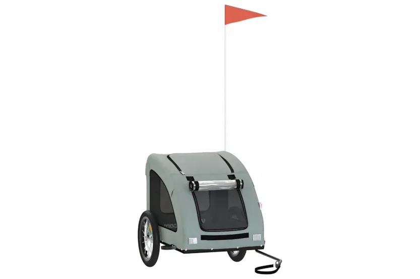 vidaXL 93958 Pet Bike Trailer Grey Oxford Fabric And Iron vidaXL 93958 Pet Bike Trailer Grey Oxford Fabric And Iron