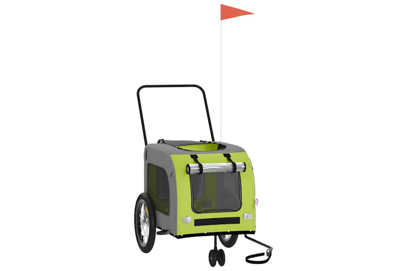 vidaXL 93857 Pet Bike Trailer Green And Grey Oxford Fabric And Iron vidaXL 93857 Pet Bike Trailer Green And Grey Oxford Fabric And Iron
