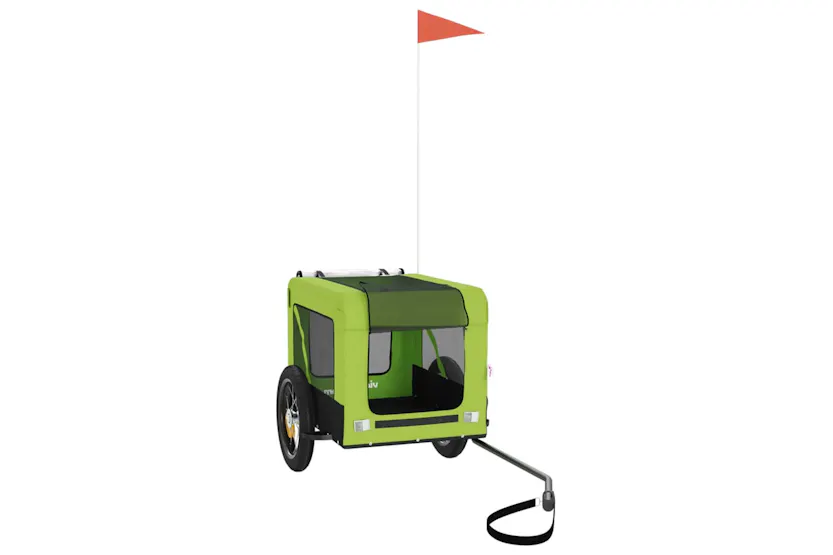 vidaXL 93913 Pet Bike Trailer Green And Black Oxford Fabric And Iron vidaXL 93913 Pet Bike Trailer Green And Black Oxford Fabric And Iron