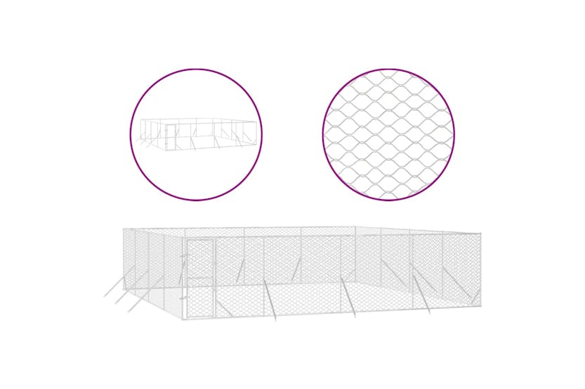 vidaXL 3190464 Outdoor Dog Kennel Silver 8x8x2 M Galvanised Steel vidaXL 3190464 Outdoor Dog Kennel Silver 8x8x2 M Galvanised Steel