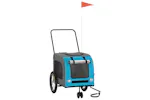 vidaXL 93855 Pet Bike Trailer Blue And Grey Oxford Fabric And Iron vidaXL 93855 Pet Bike Trailer Blue And Grey Oxford Fabric And Iron