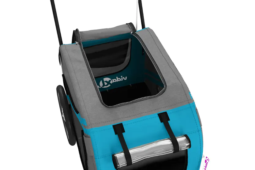 vidaXL 93904 Pet Bike Trailer Blue And Grey Oxford Fabric And Iron vidaXL 93904 Pet Bike Trailer Blue And Grey Oxford Fabric And Iron