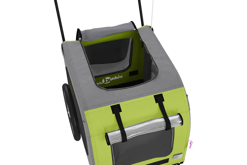 vidaXL 93857 Pet Bike Trailer Green And Grey Oxford Fabric And Iron vidaXL 93857 Pet Bike Trailer Green And Grey Oxford Fabric And Iron
