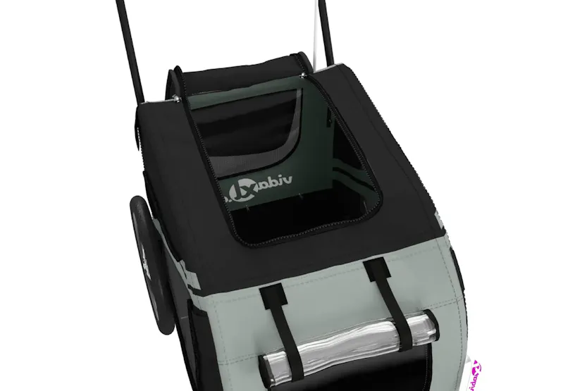 vidaXL 93888 Pet Bike Trailer Grey And Black Oxford Fabric And Iron vidaXL 93888 Pet Bike Trailer Grey And Black Oxford Fabric And Iron