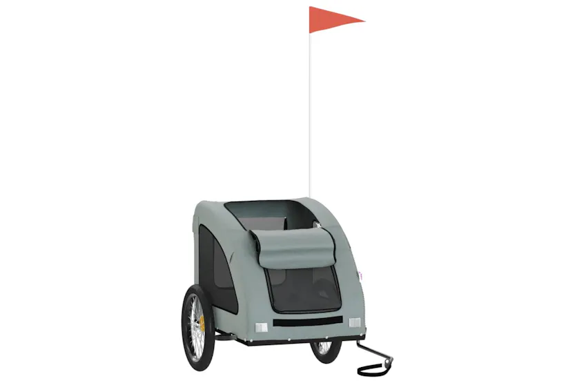 vidaXL 93965 Pet Bike Trailer Grey Oxford Fabric And Iron vidaXL 93965 Pet Bike Trailer Grey Oxford Fabric And Iron