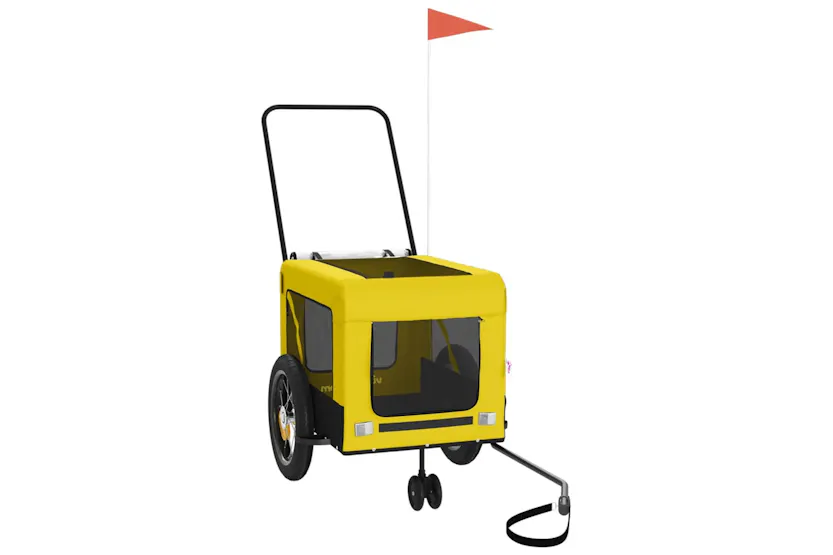 vidaXL 93931 Pet Bike Trailer Yellow And Black Oxford Fabric And Iron vidaXL 93931 Pet Bike Trailer Yellow And Black Oxford Fabric And Iron