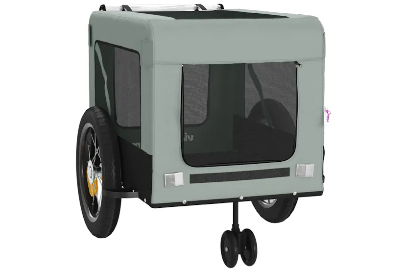 vidaXL 93944 Pet Bike Trailer Grey And Black Oxford Fabric And Iron vidaXL 93944 Pet Bike Trailer Grey And Black Oxford Fabric And Iron