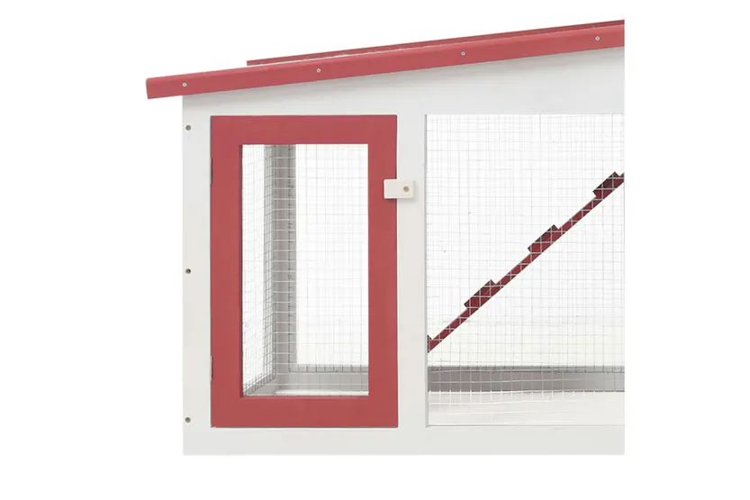 vidaXL 170845 Outdoor Large Rabbit Hutch Red And White 204x45x85cm Wood vidaXL 170845 Outdoor Large Rabbit Hutch Red And White 204x45x85cm Wood