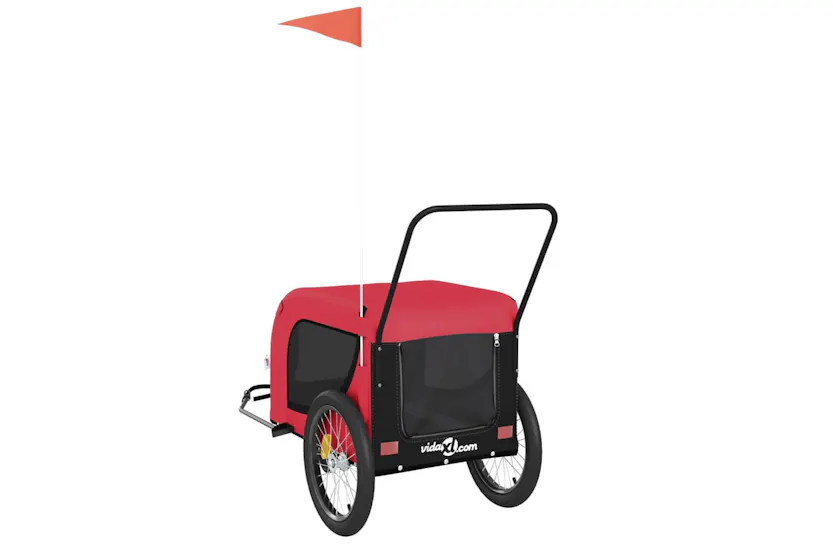 vidaXL 94027 Pet Bike Trailer Red And Black Oxford Fabric And Iron vidaXL 94027 Pet Bike Trailer Red And Black Oxford Fabric And Iron