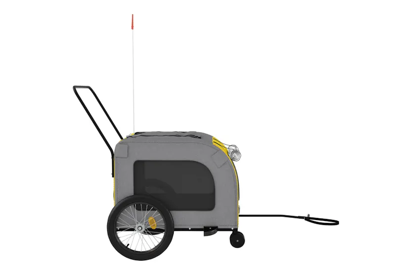 vidaXL 93861 Pet Bike Trailer Yellow And Grey Oxford Fabric And Iron vidaXL 93861 Pet Bike Trailer Yellow And Grey Oxford Fabric And Iron