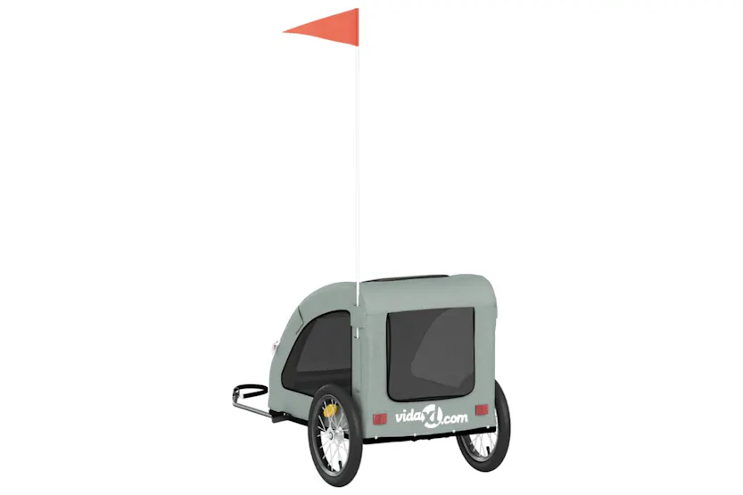 vidaXL 93958 Pet Bike Trailer Grey Oxford Fabric And Iron vidaXL 93958 Pet Bike Trailer Grey Oxford Fabric And Iron