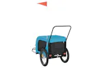 vidaXL 94030 Pet Bike Trailer Blue And Black Oxford Fabric And Iron vidaXL 94030 Pet Bike Trailer Blue And Black Oxford Fabric And Iron
