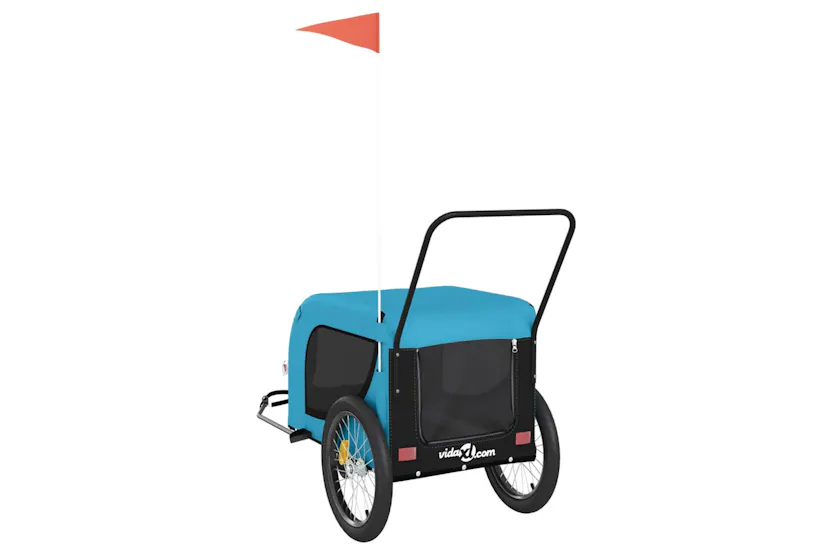 vidaXL 94030 Pet Bike Trailer Blue And Black Oxford Fabric And Iron vidaXL 94030 Pet Bike Trailer Blue And Black Oxford Fabric And Iron