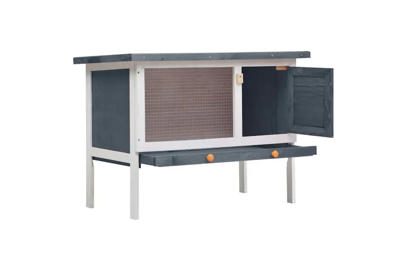 vidaXL 170828 Outdoor Rabbit Hutch 1 Layer Grey Wood vidaXL 170828 Outdoor Rabbit Hutch 1 Layer Grey Wood