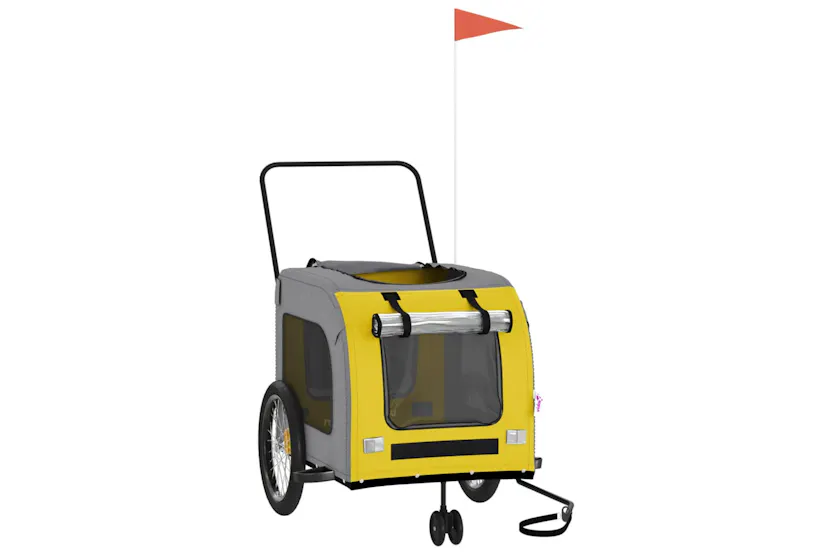 vidaXL 93861 Pet Bike Trailer Yellow And Grey Oxford Fabric And Iron vidaXL 93861 Pet Bike Trailer Yellow And Grey Oxford Fabric And Iron