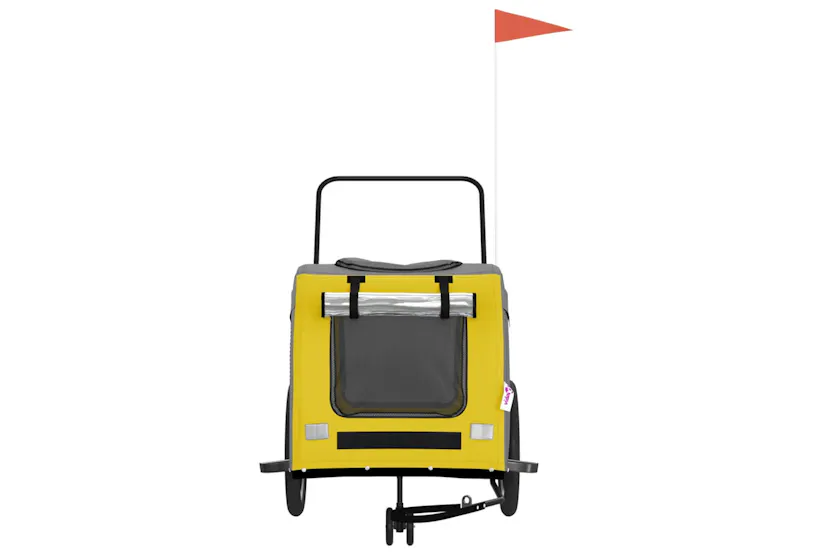 vidaXL 93861 Pet Bike Trailer Yellow And Grey Oxford Fabric And Iron vidaXL 93861 Pet Bike Trailer Yellow And Grey Oxford Fabric And Iron