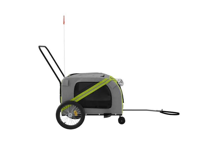 vidaXL 93906 Pet Bike Trailer Green And Grey Oxford Fabric And Iron vidaXL 93906 Pet Bike Trailer Green And Grey Oxford Fabric And Iron
