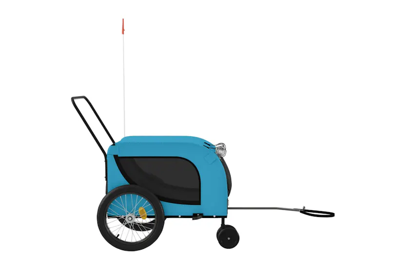 vidaXL 94030 Pet Bike Trailer Blue And Black Oxford Fabric And Iron vidaXL 94030 Pet Bike Trailer Blue And Black Oxford Fabric And Iron