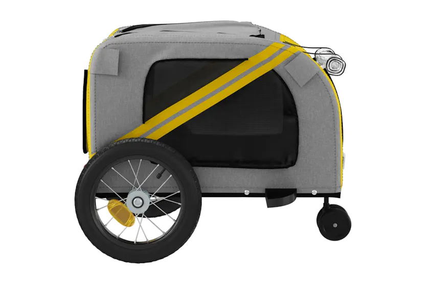 vidaXL 93889 Pet Bike Trailer Yellow And Black Oxford Fabric And Iron vidaXL 93889 Pet Bike Trailer Yellow And Black Oxford Fabric And Iron