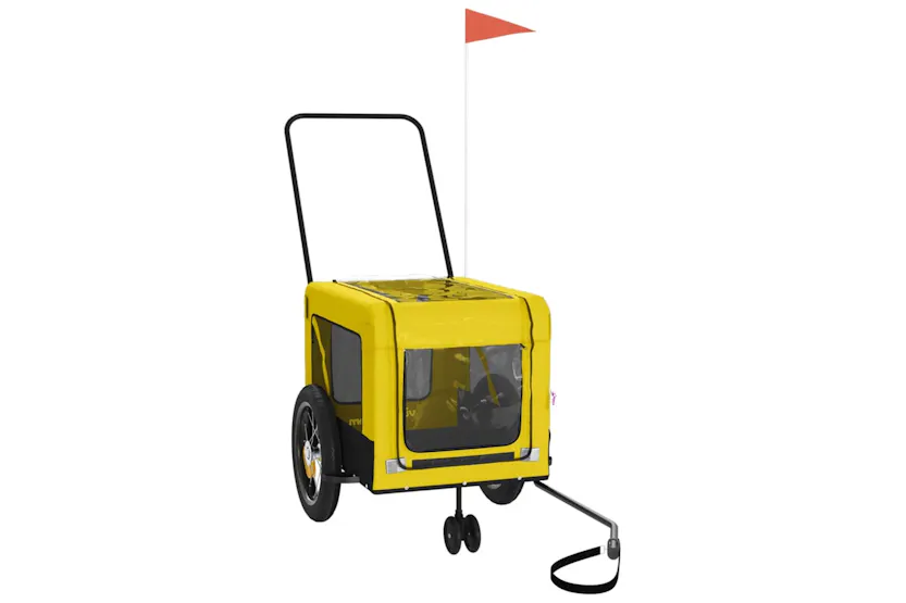 vidaXL 93931 Pet Bike Trailer Yellow And Black Oxford Fabric And Iron vidaXL 93931 Pet Bike Trailer Yellow And Black Oxford Fabric And Iron