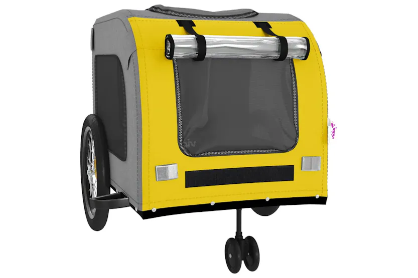 vidaXL 93861 Pet Bike Trailer Yellow And Grey Oxford Fabric And Iron vidaXL 93861 Pet Bike Trailer Yellow And Grey Oxford Fabric And Iron