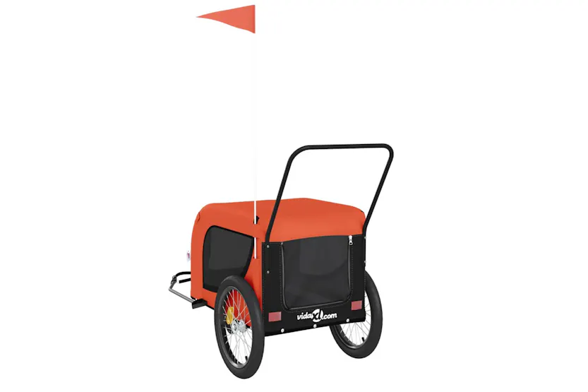 vidaXL 94026 Pet Bike Trailer Orange And Black Oxford Fabric And Iron vidaXL 94026 Pet Bike Trailer Orange And Black Oxford Fabric And Iron