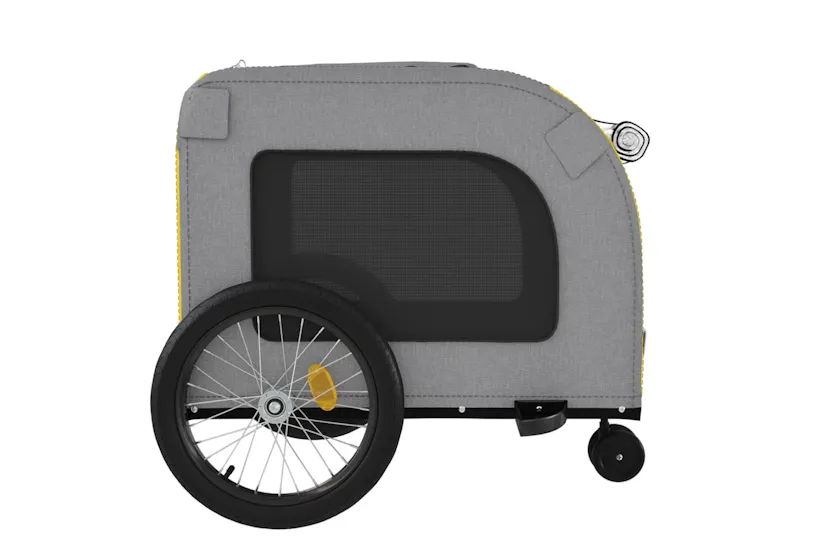 vidaXL 93861 Pet Bike Trailer Yellow And Grey Oxford Fabric And Iron vidaXL 93861 Pet Bike Trailer Yellow And Grey Oxford Fabric And Iron