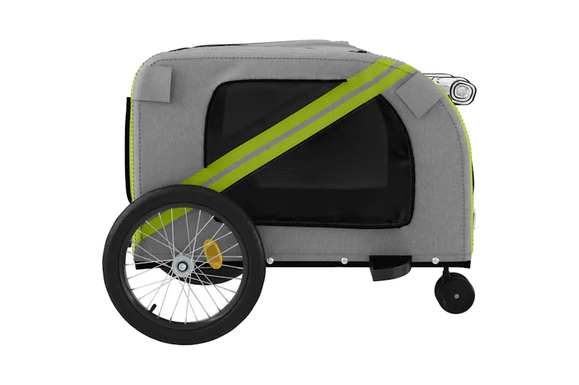 vidaXL 93906 Pet Bike Trailer Green And Grey Oxford Fabric And Iron vidaXL 93906 Pet Bike Trailer Green And Grey Oxford Fabric And Iron