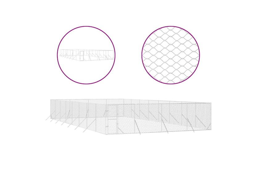 vidaXL 3190466 Outdoor Dog Kennel Silver 8x16x2 M Galvanised Steel vidaXL 3190466 Outdoor Dog Kennel Silver 8x16x2 M Galvanised Steel