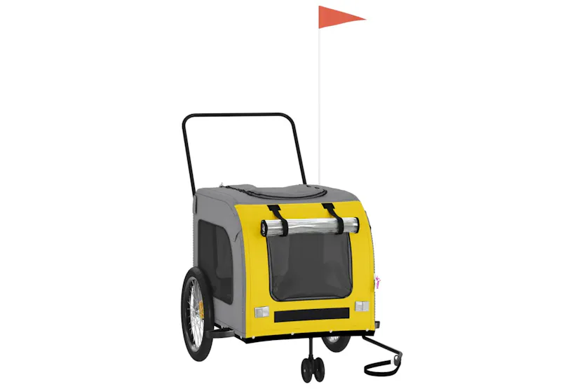 vidaXL 93861 Pet Bike Trailer Yellow And Grey Oxford Fabric And Iron vidaXL 93861 Pet Bike Trailer Yellow And Grey Oxford Fabric And Iron